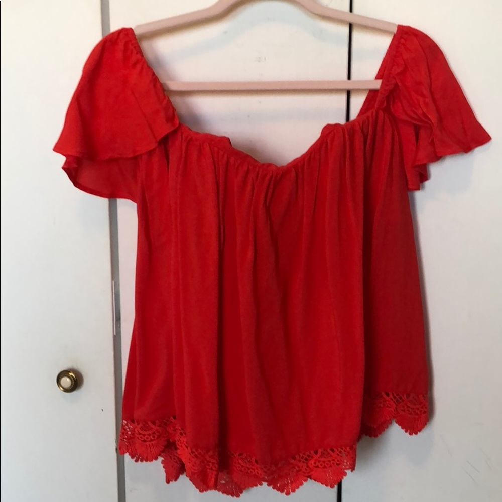 Red open back top